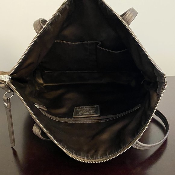 Coach Bronze Brown Gold Signature Laura Fabric Tote - Picture 8 of 9